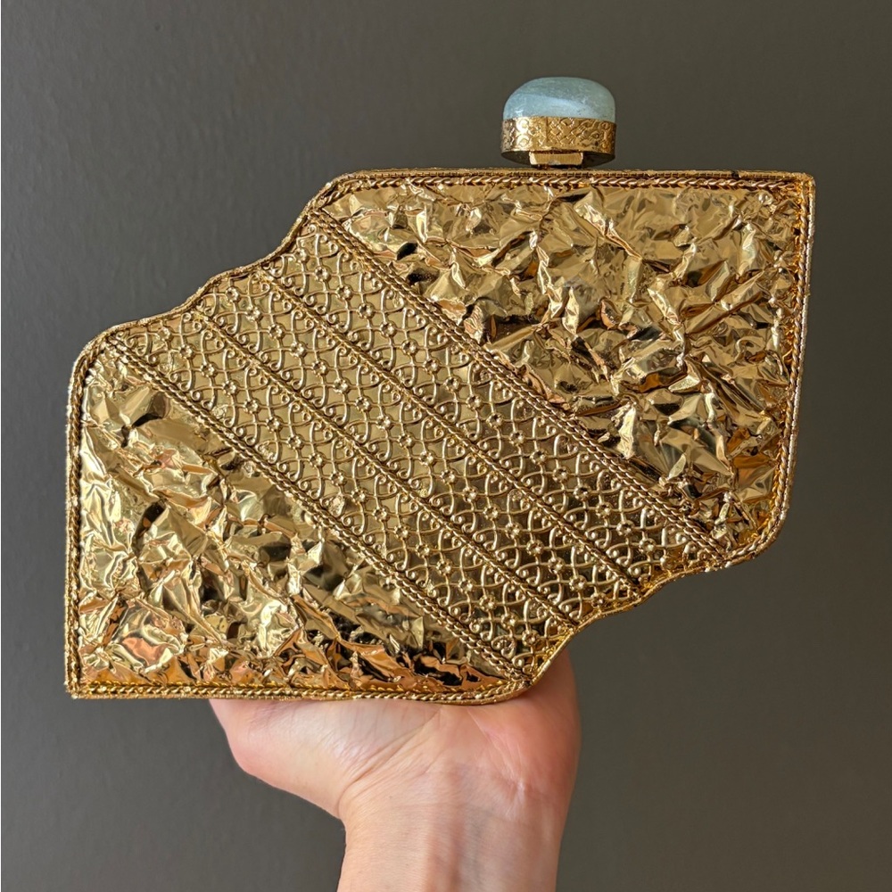 Mosaic Shell Clutch with Gold Accents - Picture 5 of 10